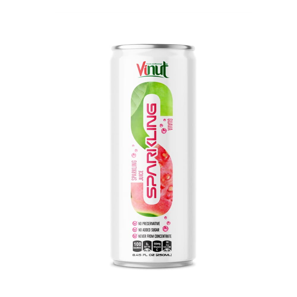 Vinut Sparkling Guava Juice, No Added Sugar, Slim Can, 8.45 fl oz 250 mL